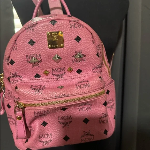 Pink Mcm Backpack Visetos studs backpack authentic - Picture 4 of 14